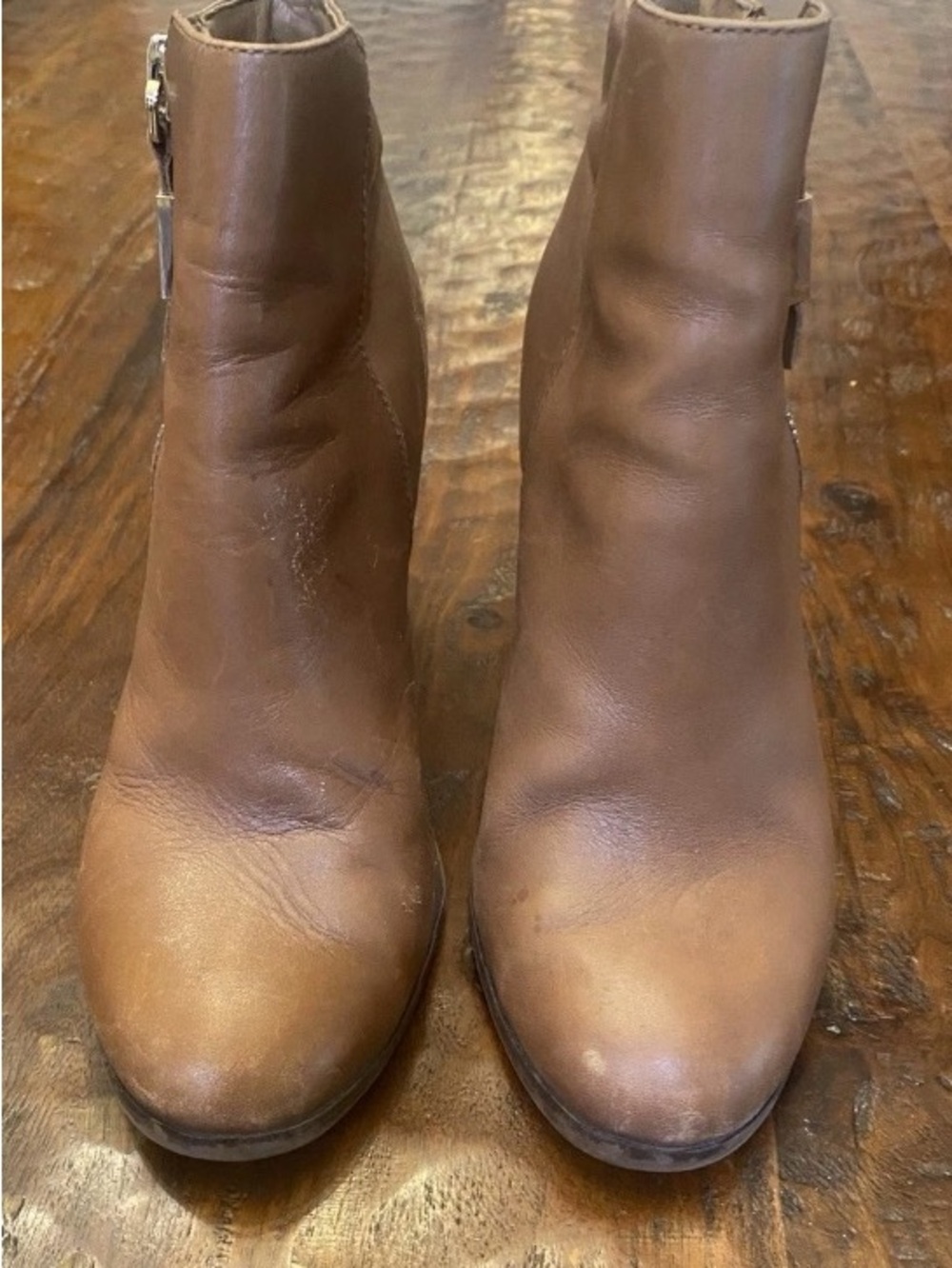 Aldo Cognac Brown Leather Ankle Booties Size 9